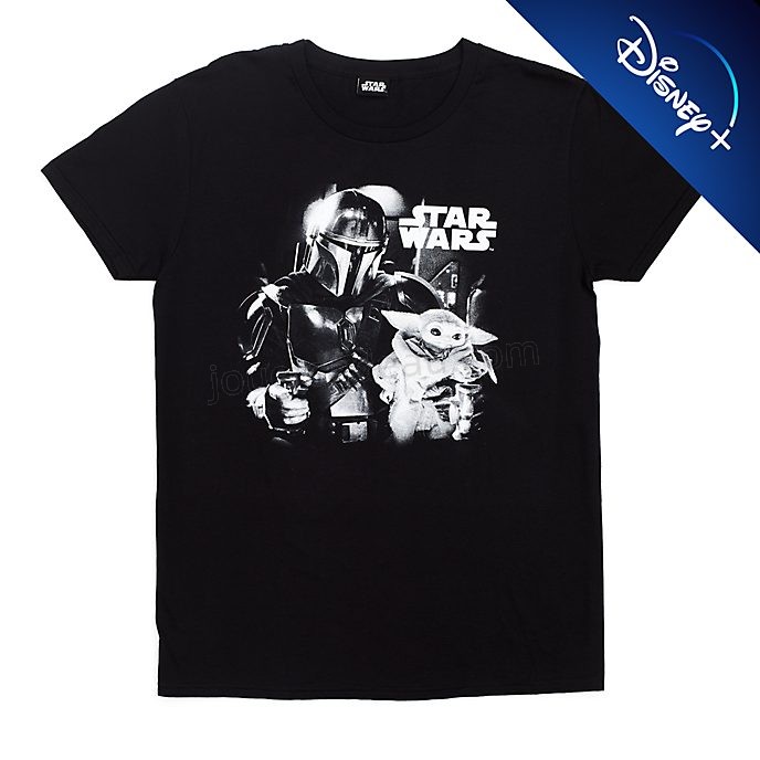 T-shirt The Mandalorian noir et blanc pour adultes, Star Wars Disney Soldes Vêtements - T-shirt The Mandalorian noir et blanc pour adultes, Star Wars Disney Soldes Vêtements-01-0